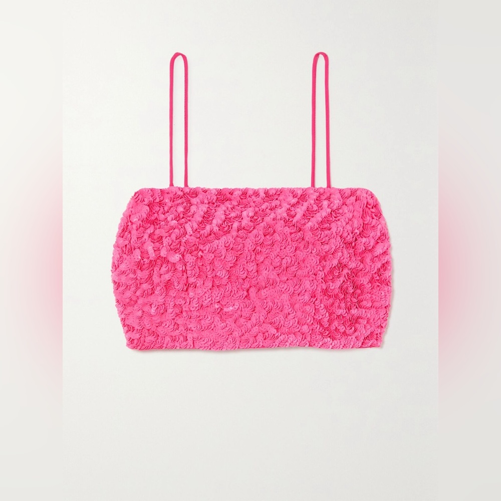 AJE. Evelyn Sequined Cotton Crop-top